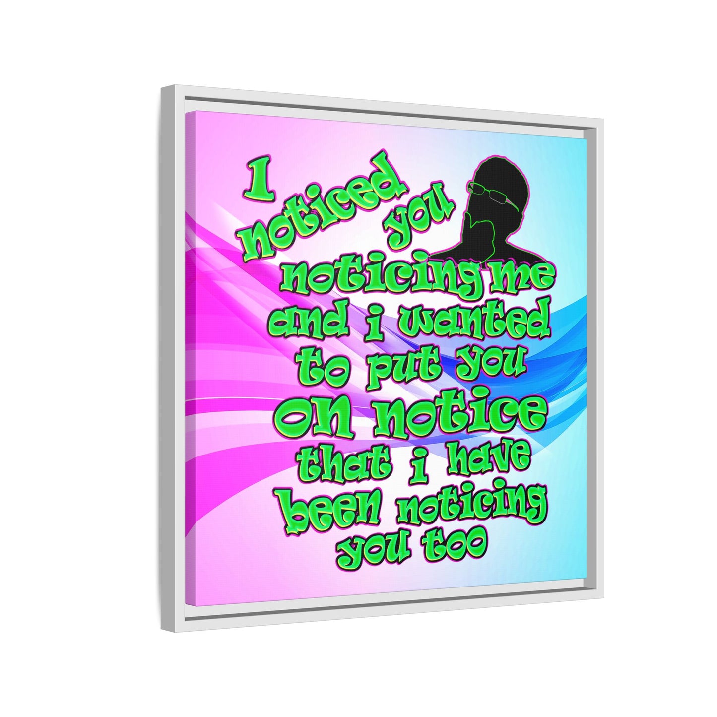noticed you noticing - framed canvas art (light blue-pink wave)