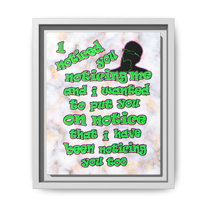 noticed you noticing - framed canvas art (white marble)