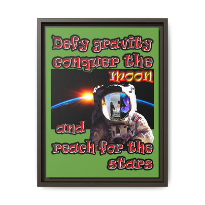 defy conquer reach - framed canvas art (green)