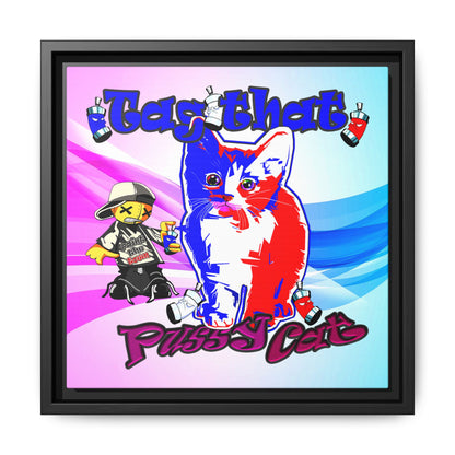 tag that - framed canvas art (light blue-pink wave)