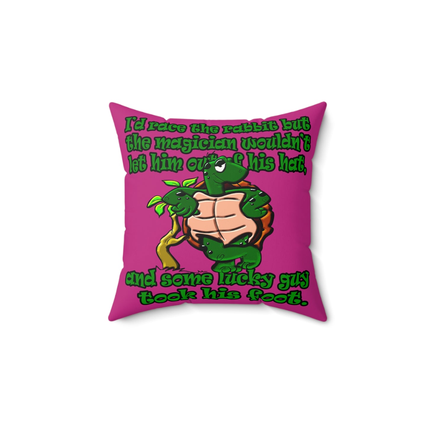 turtle race - Faux Suede Square Pillow - (pink)
