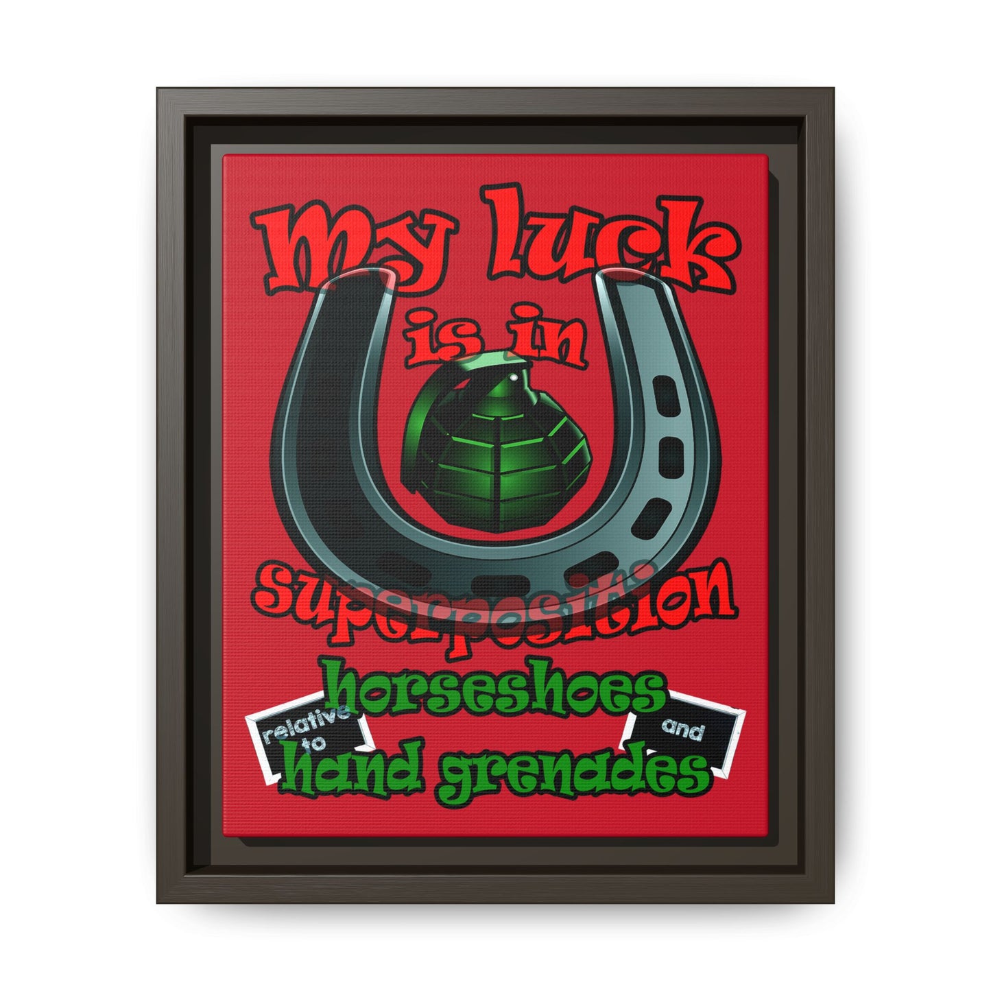 my luck - framed canvas art (dark red)