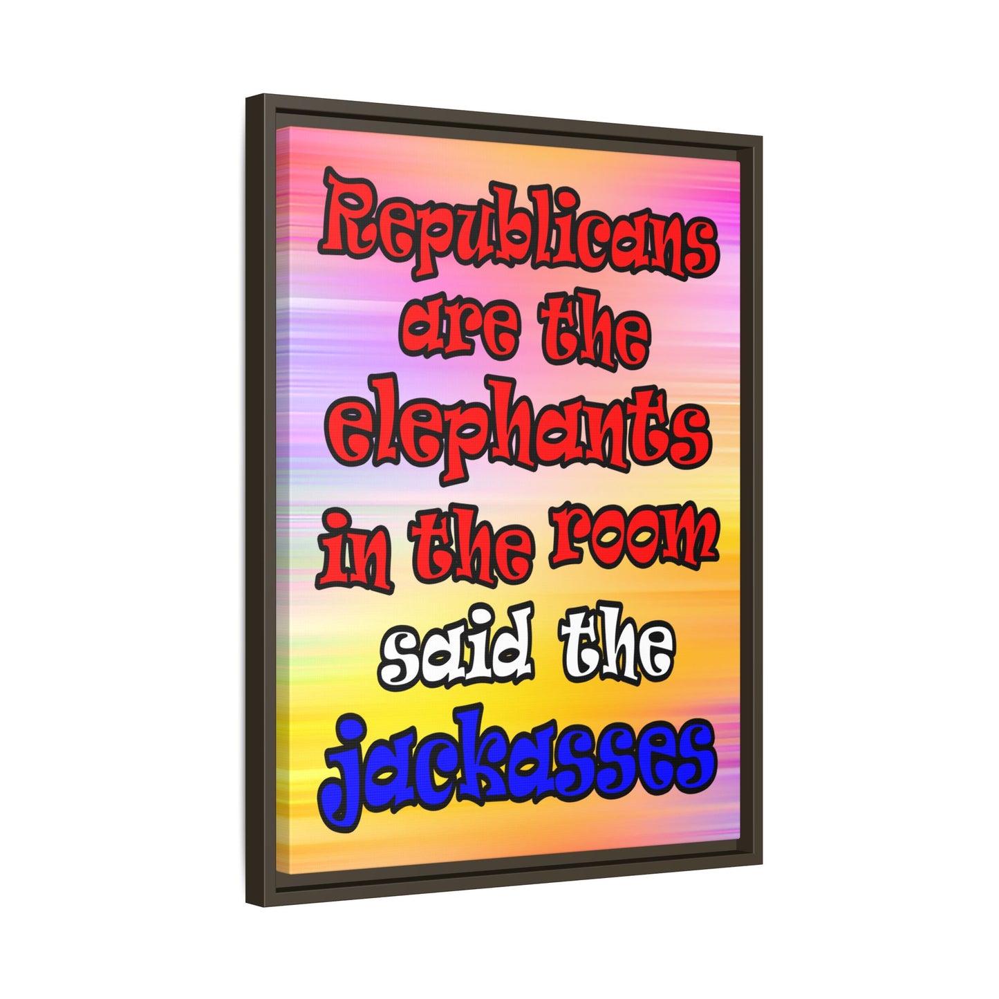 donkeys and elephants - framed canvas art (color blur)