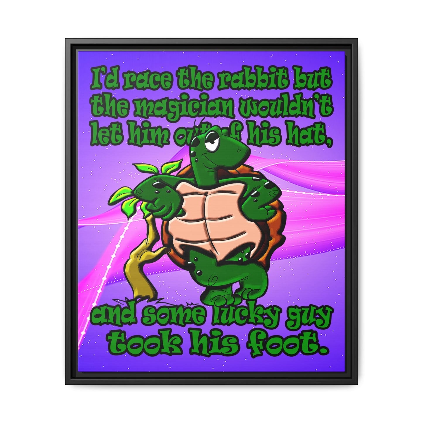 turtle race - framed canvas art (purple-pink wave)