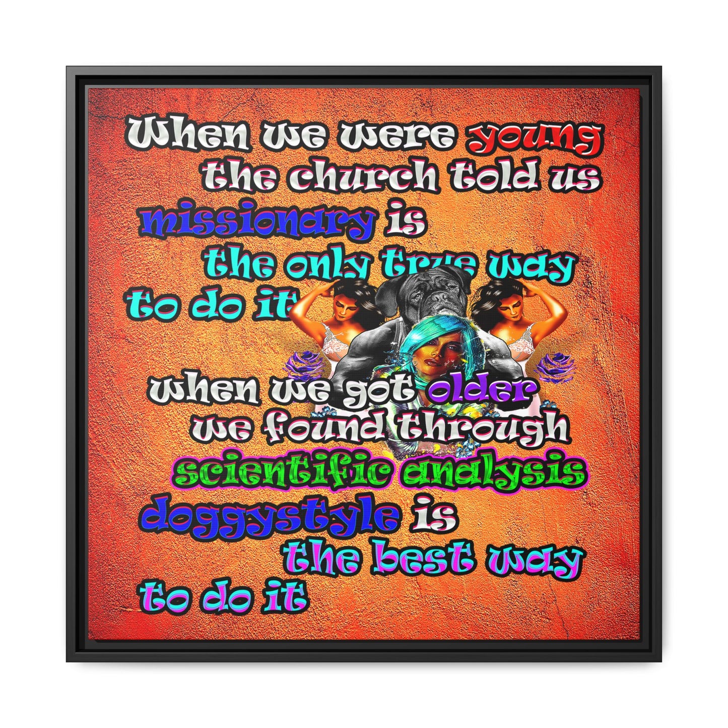 doggystyle - framed canvas art (burnt orange)