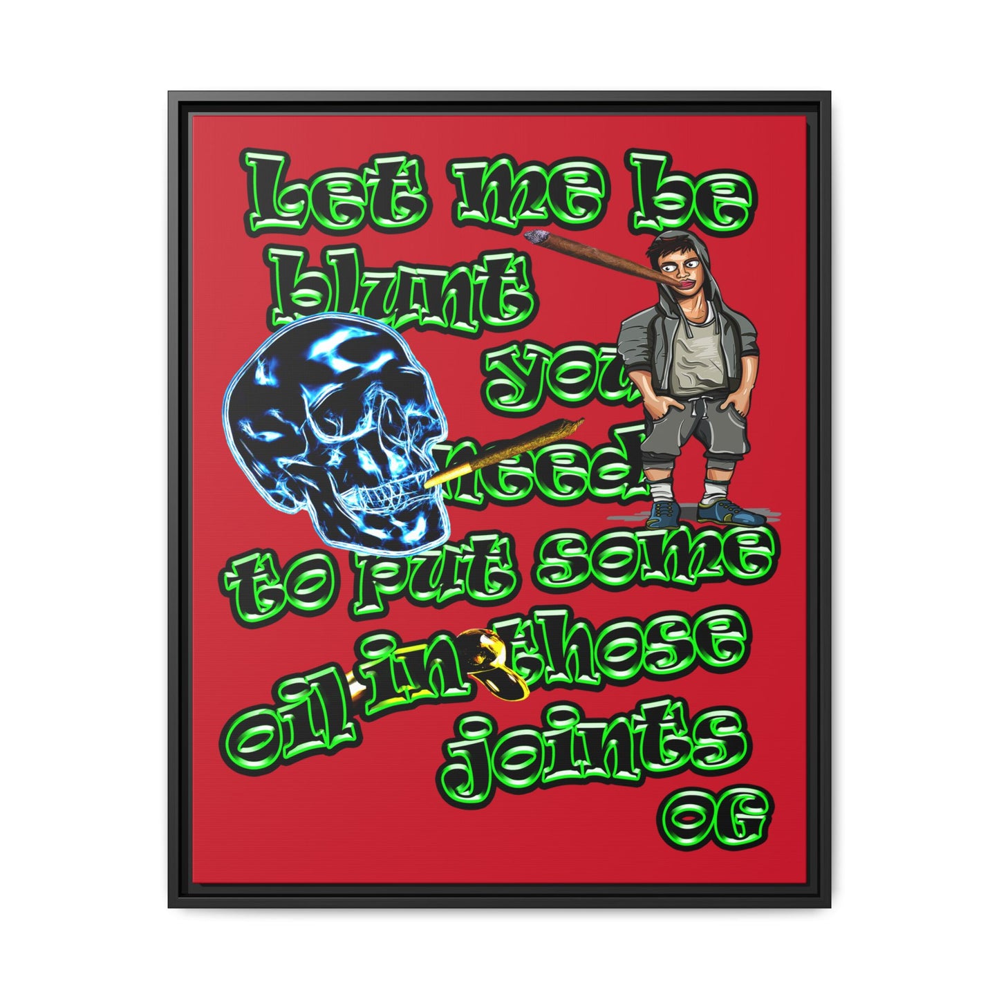 og - framed canvas art (dark red)
