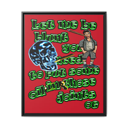 og - framed canvas art (dark red)