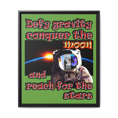 defy conquer reach - framed canvas art (green)