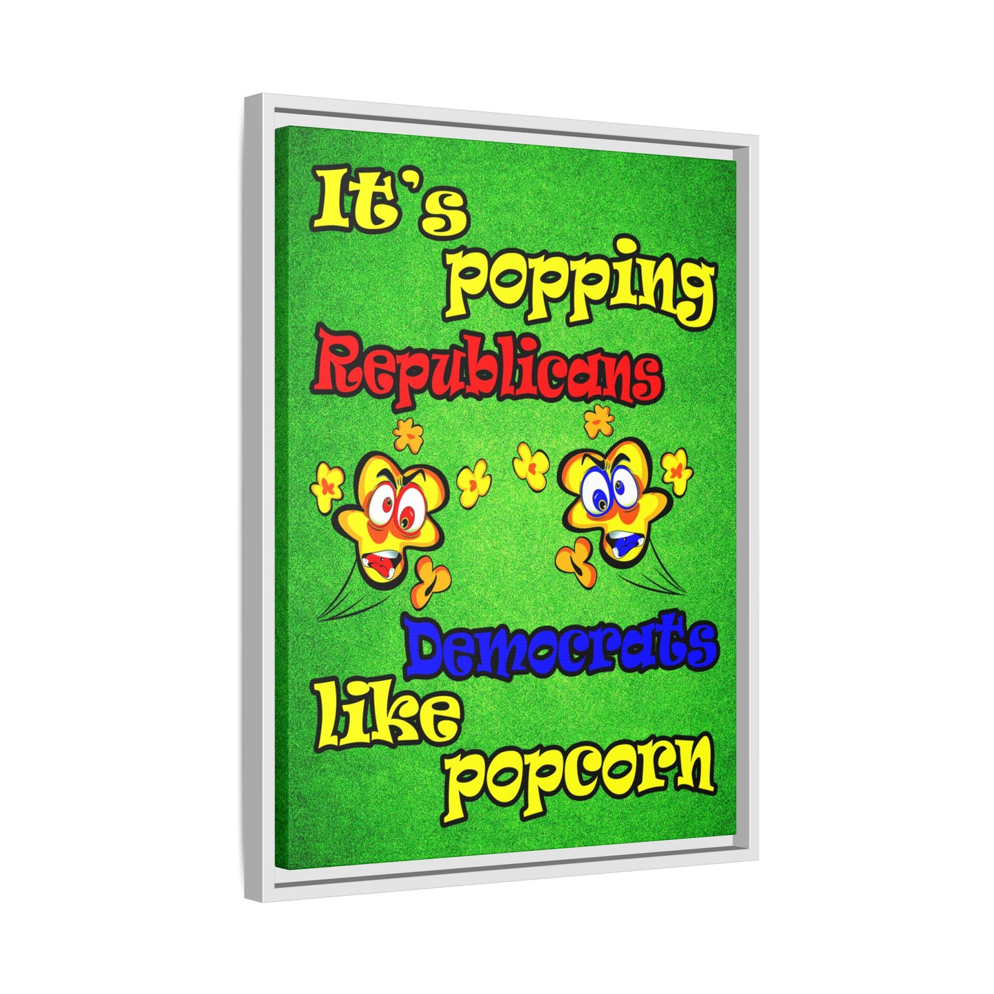 popping like popcorn - framed canvas art (green turf)