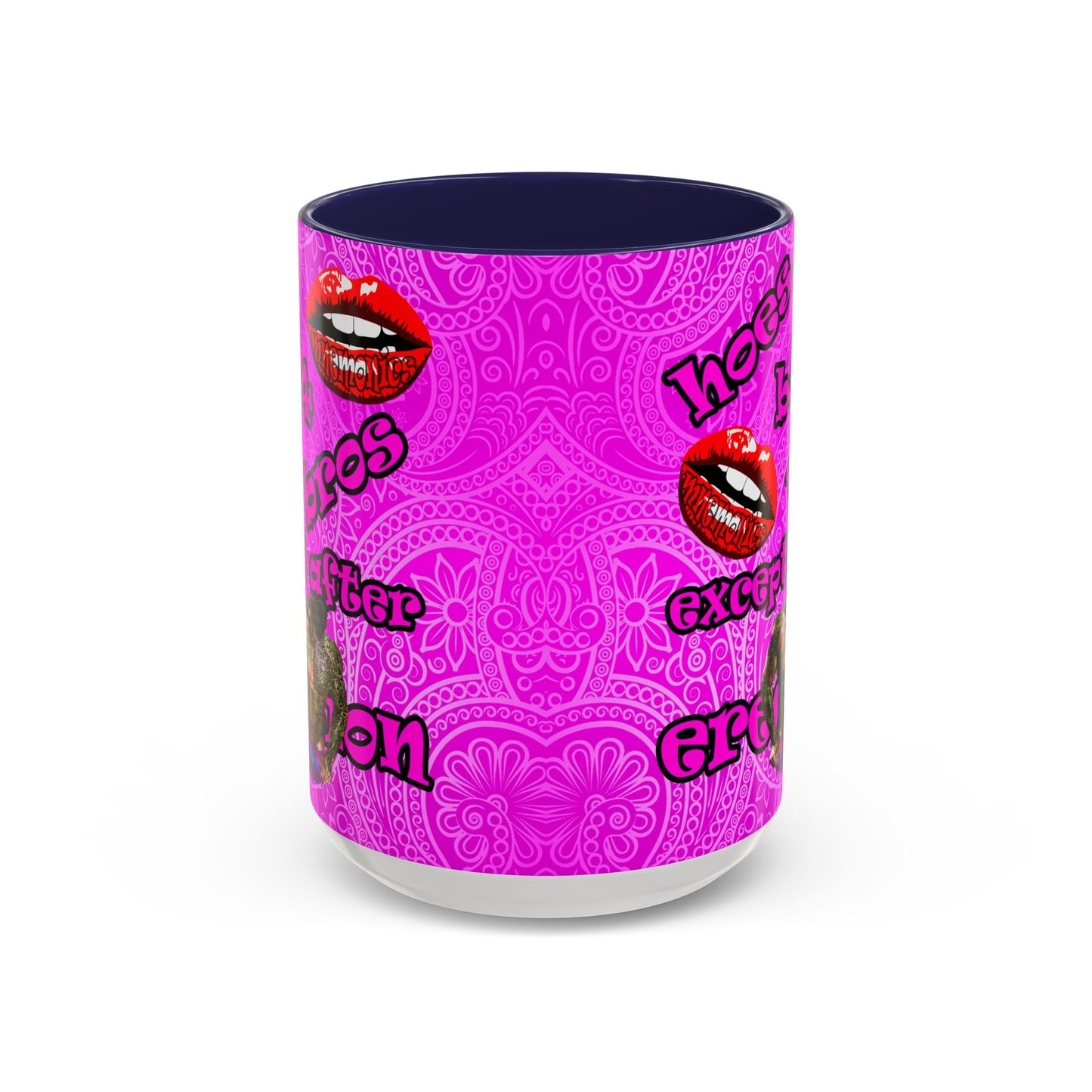 hoes b4 bros - Accent Mug (pink swirl)
