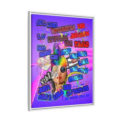 drop the beat - framed canvas art (purple-pink wave)