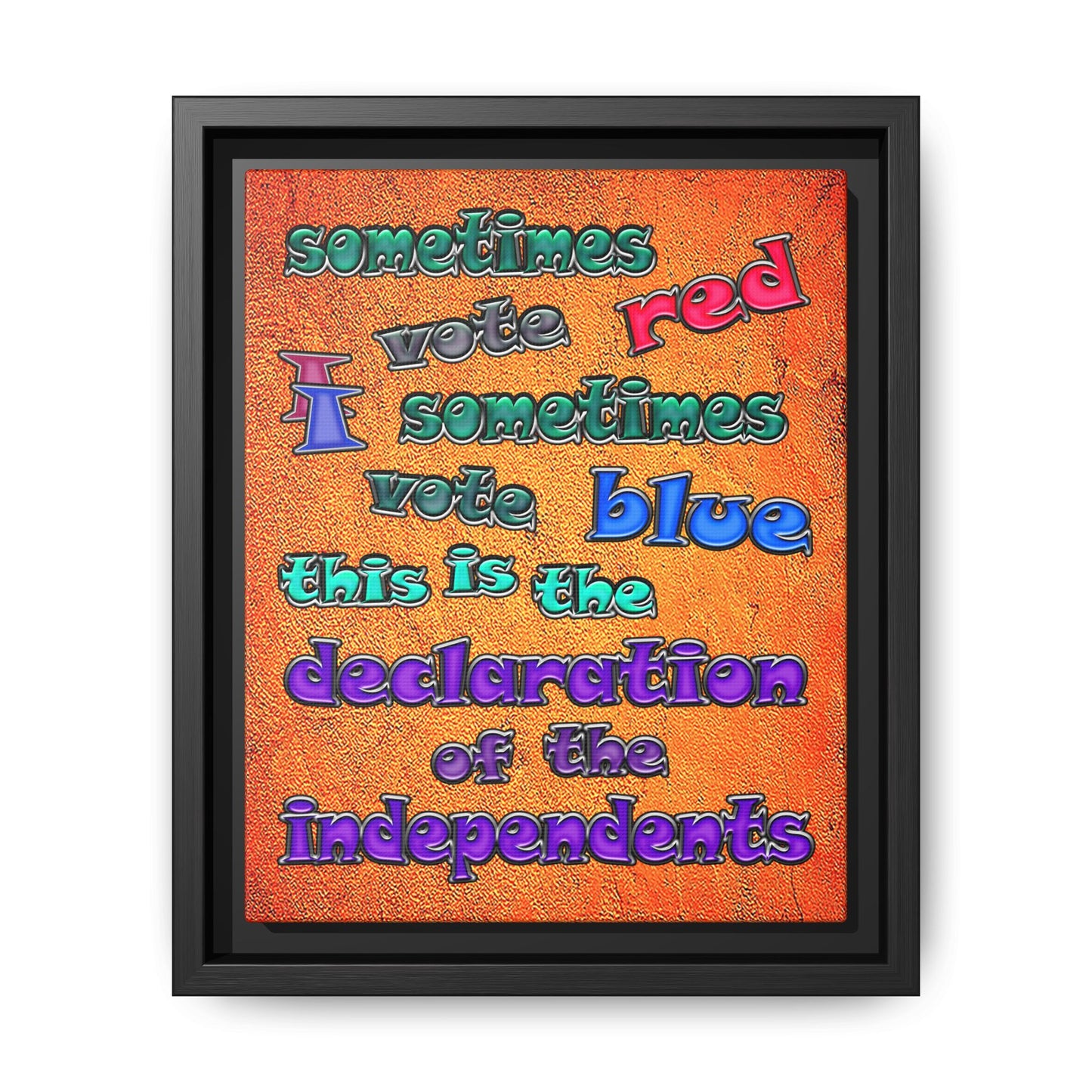 declaration of the independents - framed canvas art (burnt orange)