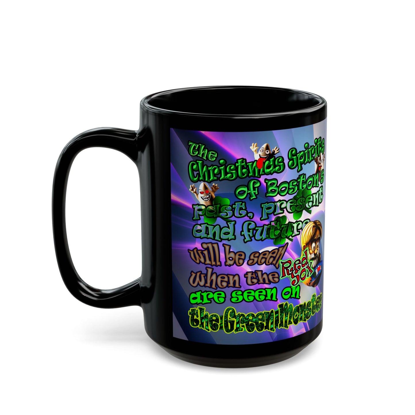 christmas spirits of boston - Black Mug (grey-pink wave)