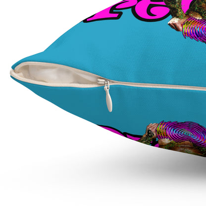 hoes b4 bros - Spun Polyester Square Pillow - (turquoise)