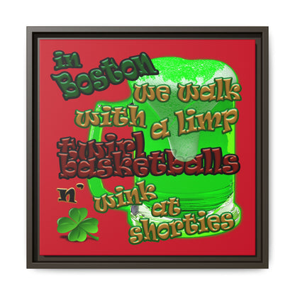 celtics logo - framed canvas art (dark red)