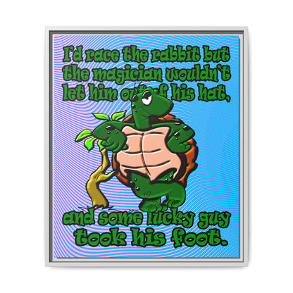 turtle race - framed canvas art (light blue-purple wave)