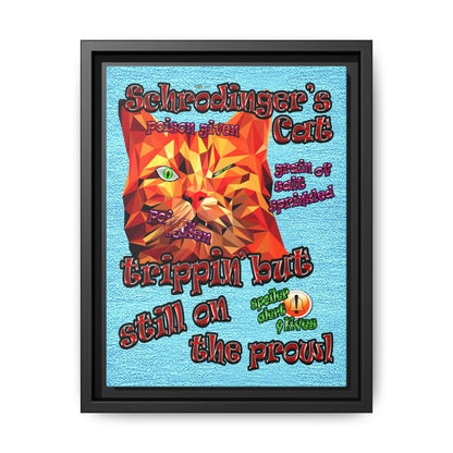schrodinger's cat - framed canvas art (faded blue)