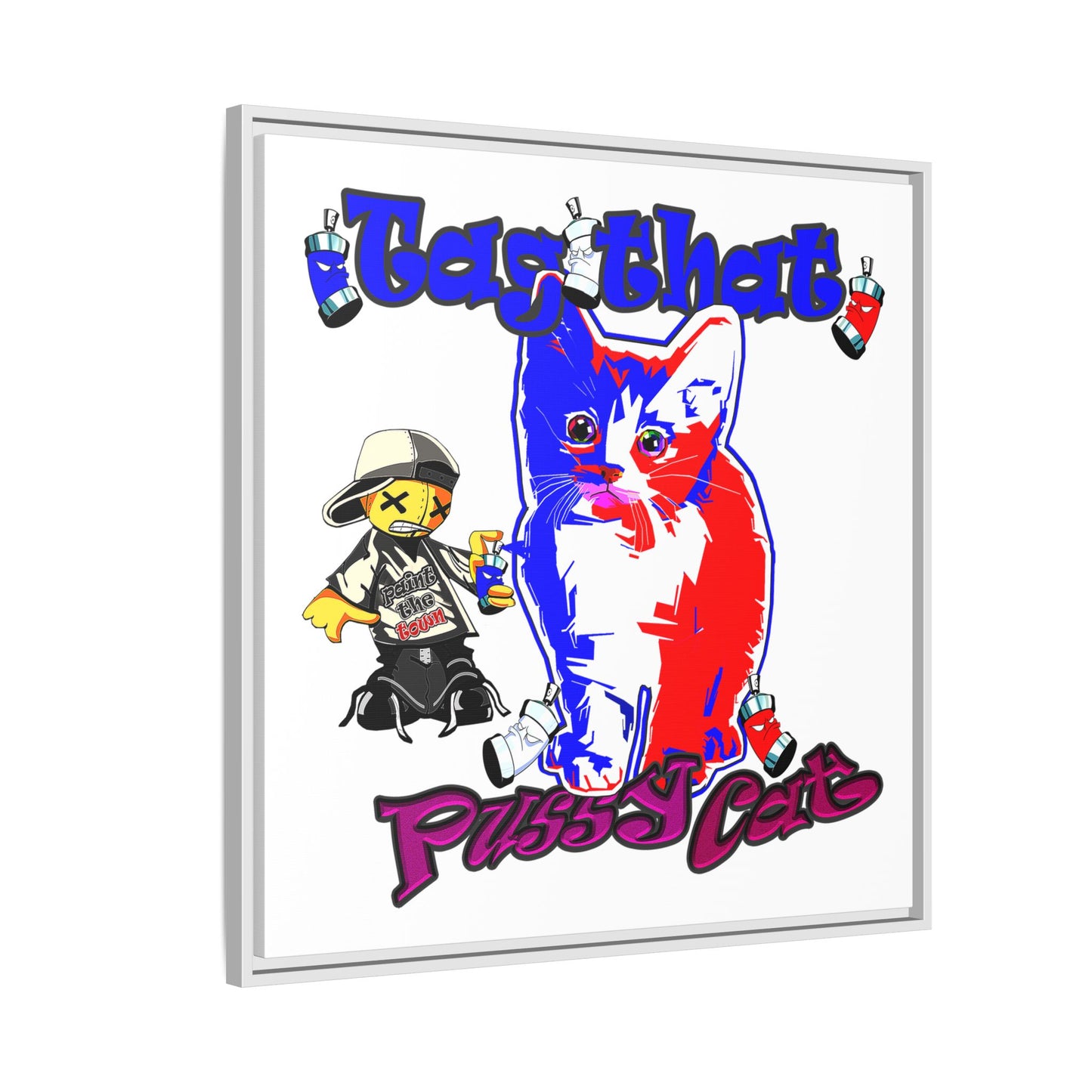 tag that - framed canvas art (white)