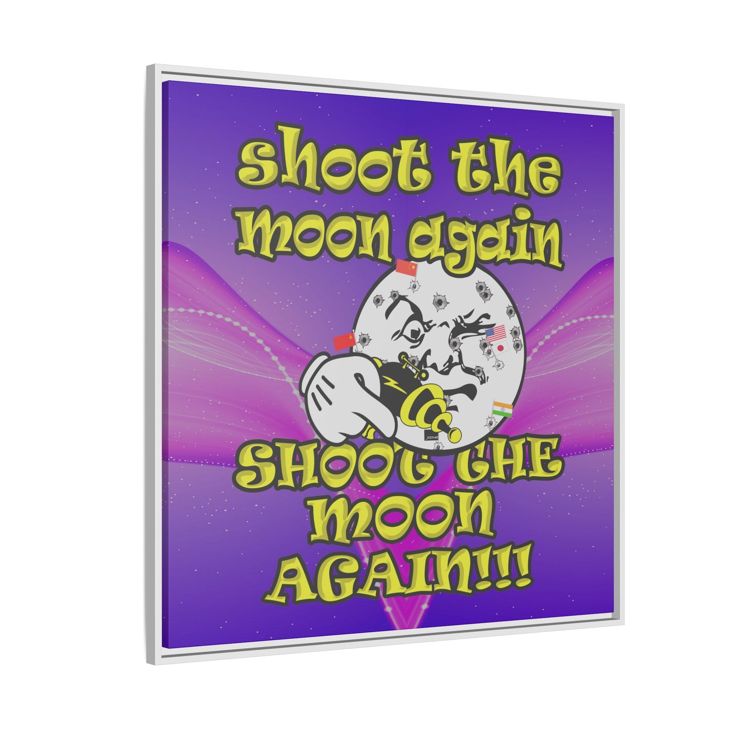 shoot the moon again - framed canvas art (purple-pink wave)
