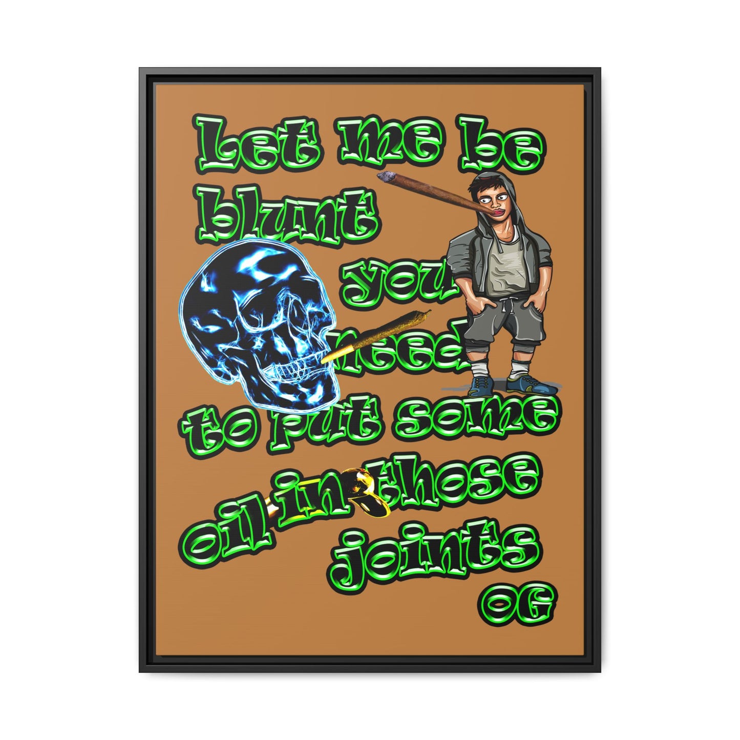 og - framed canvas art (light brown)