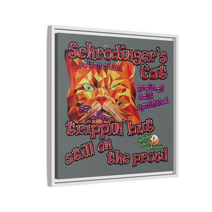 schrodinger's cat - framed canvas art (dark grey)