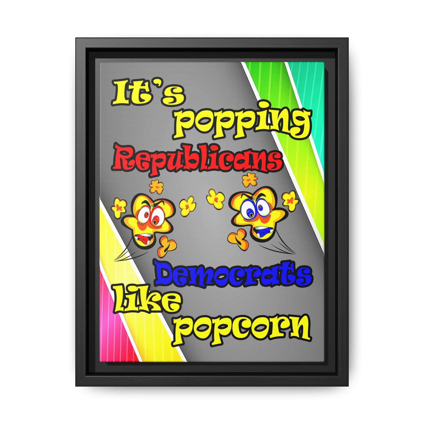 popping like popcorn - framed canvas art (rainbow split)