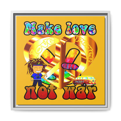 love peace - framed canvas art (yellow)