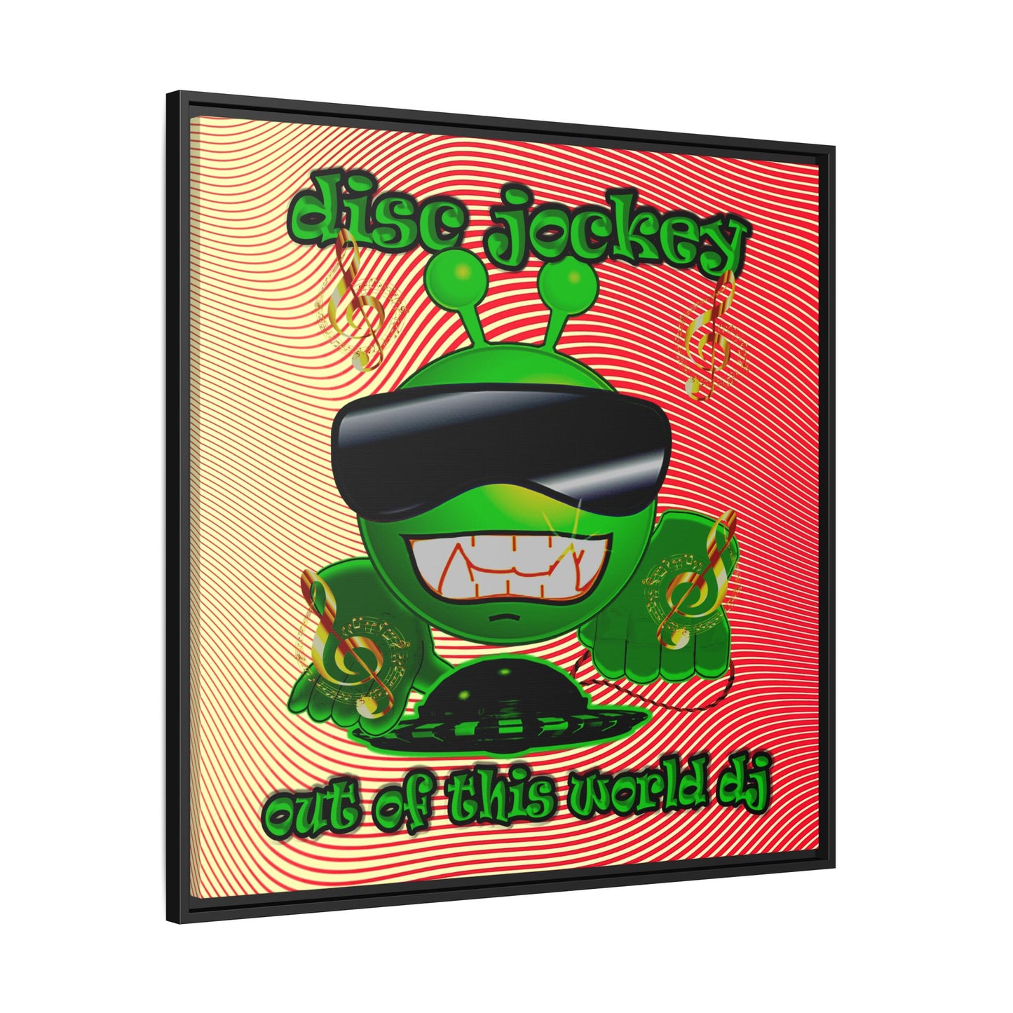 disc jockey - framed canvas art (yellow-orange wave)