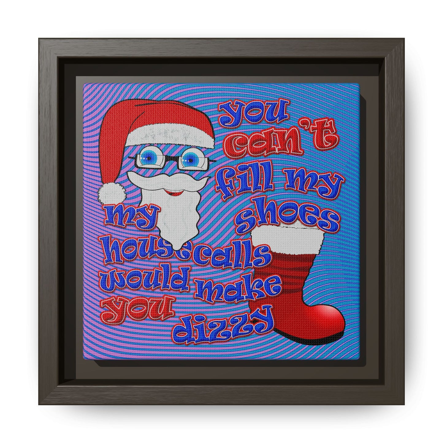 santa's shoes - framed canvas art (light blue-purple wave)