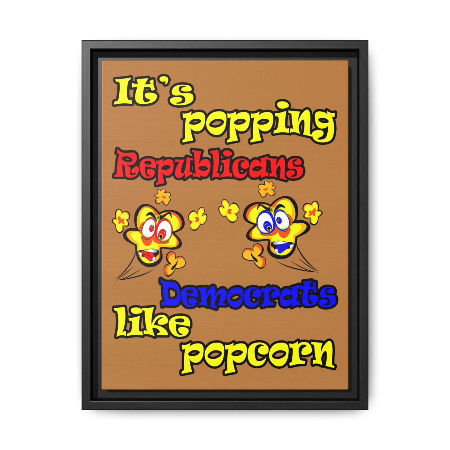 popping like popcorn - framed canvas art (light brown)