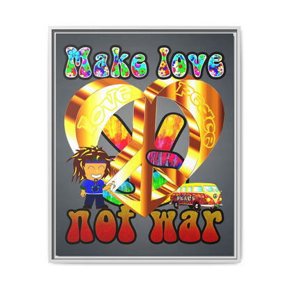 love peace - framed canvas art (grey-light grey)