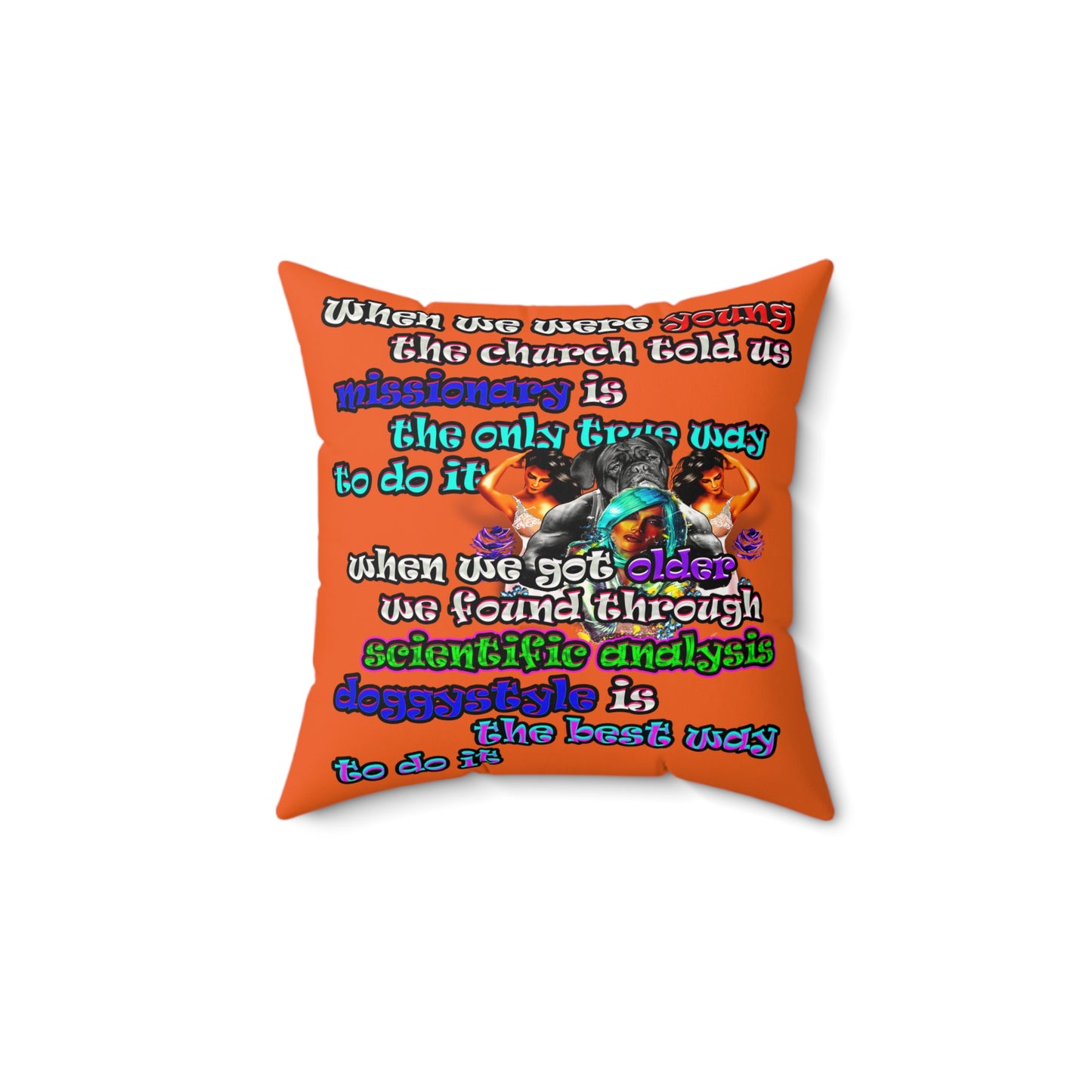 doggystyle - Faux Suede Square Pillow - (orange)
