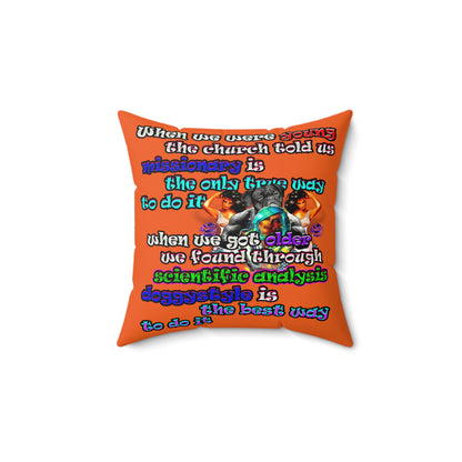 doggystyle - Faux Suede Square Pillow - (orange)