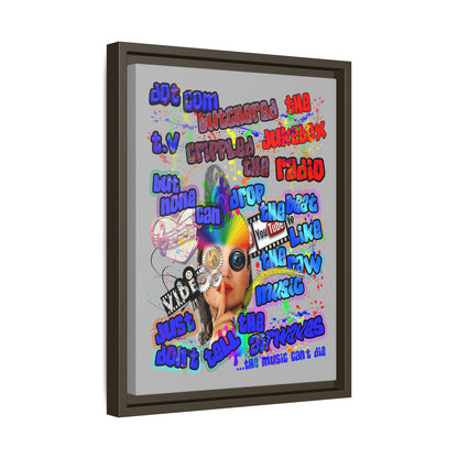 drop the beat - framed canvas art (light grey)