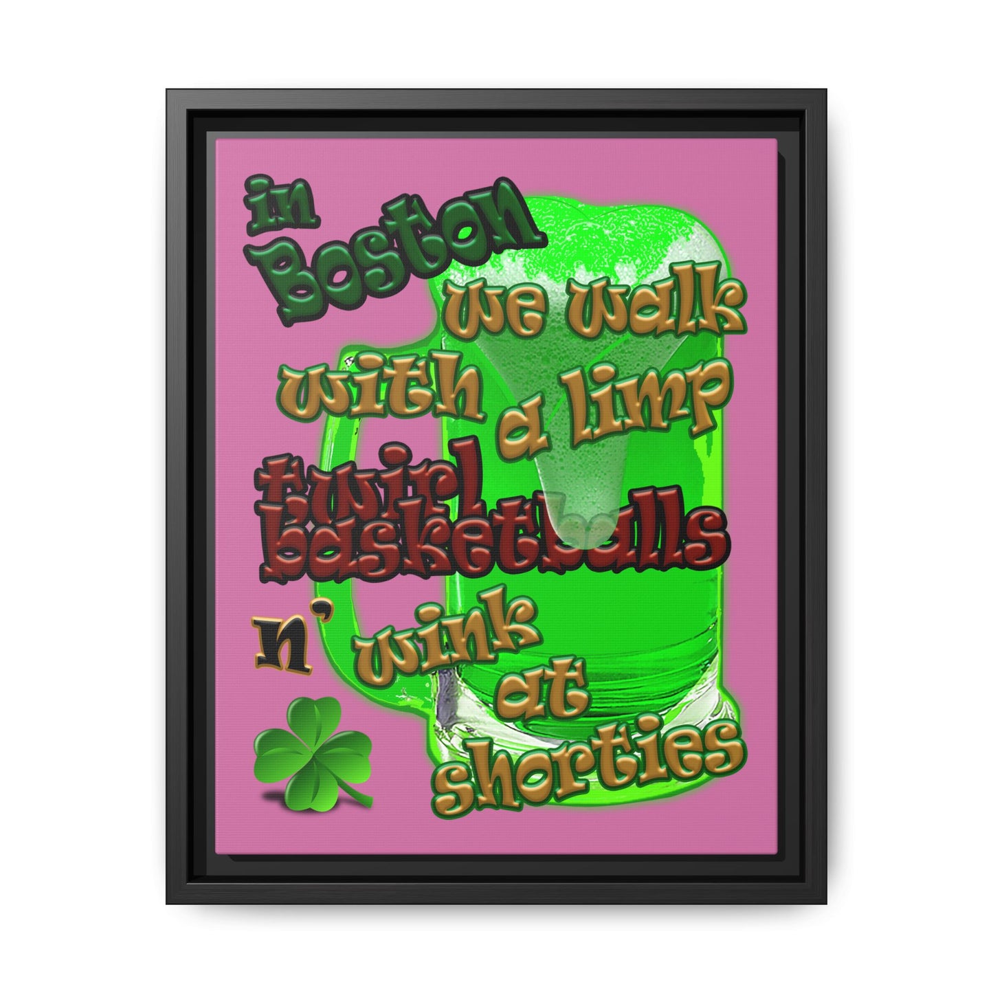 celtics logo - framed canvas art (light pink)