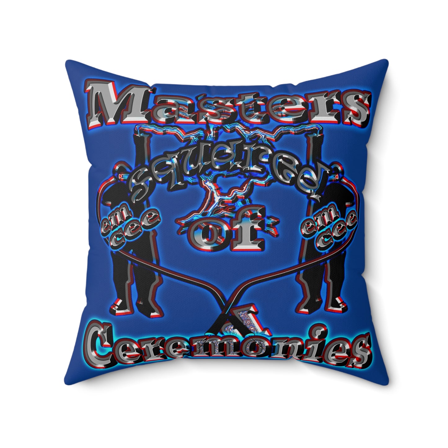 em cee squared - Spun Polyester Square Pillow - (dark blue)