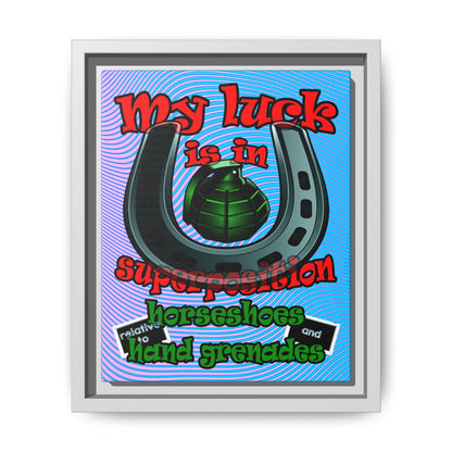 my luck - framed canvas art (light blue-purple wave)