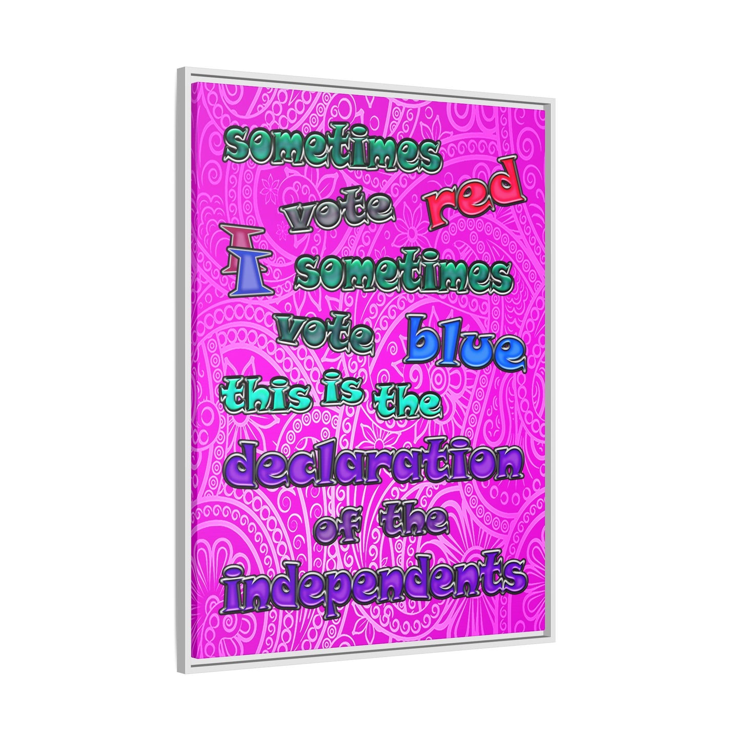 declaration of the independents - framed canvas art (pink swirl)