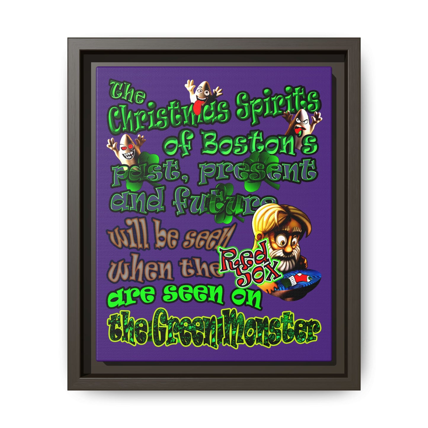 christmas spirits of boston - framed canvas art (purple)