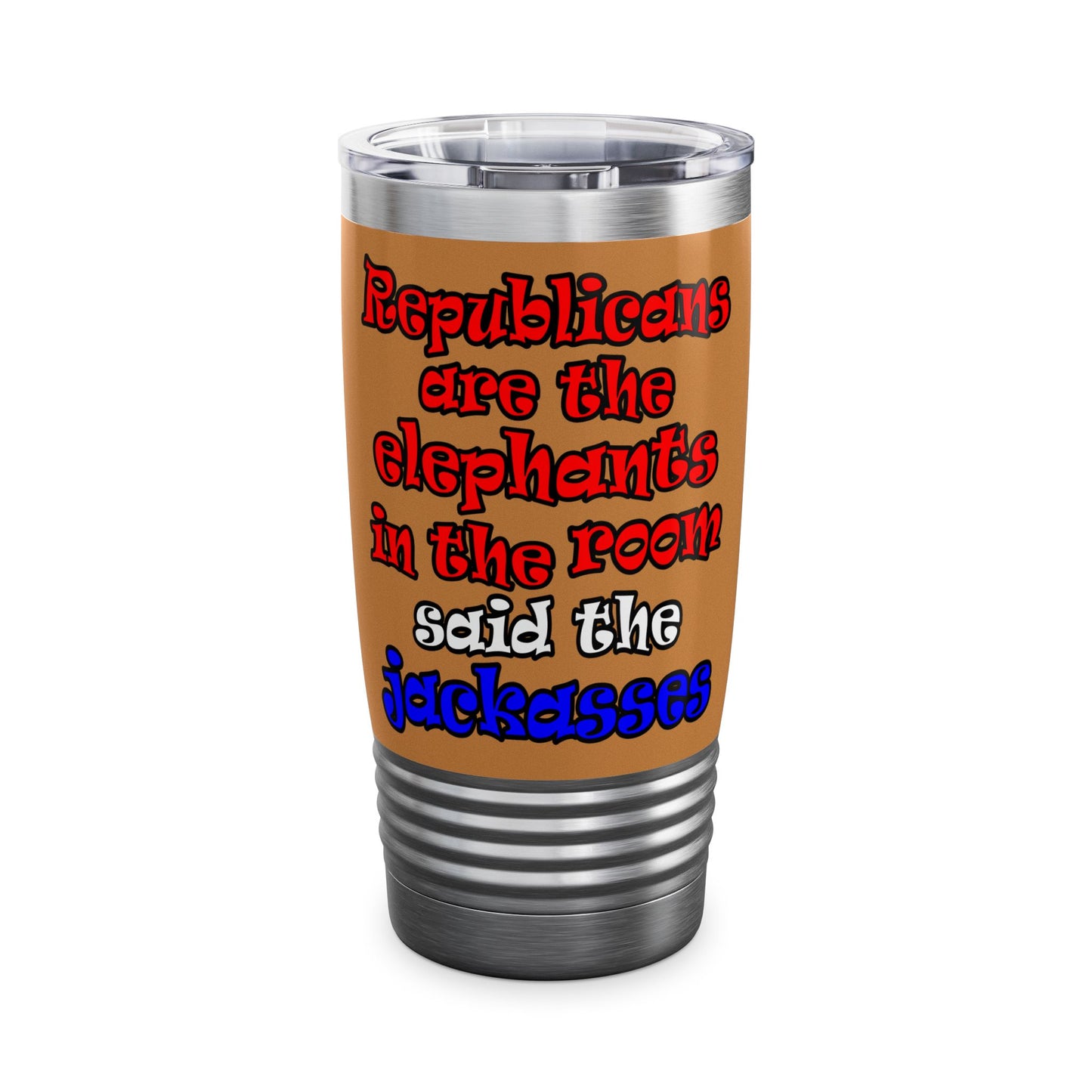 donkeys and elephants - Ringneck Tumbler, 20oz (light brown)