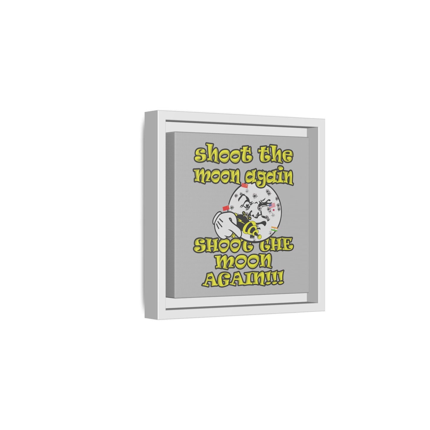 shoot the moon again - framed canvas art (light grey)
