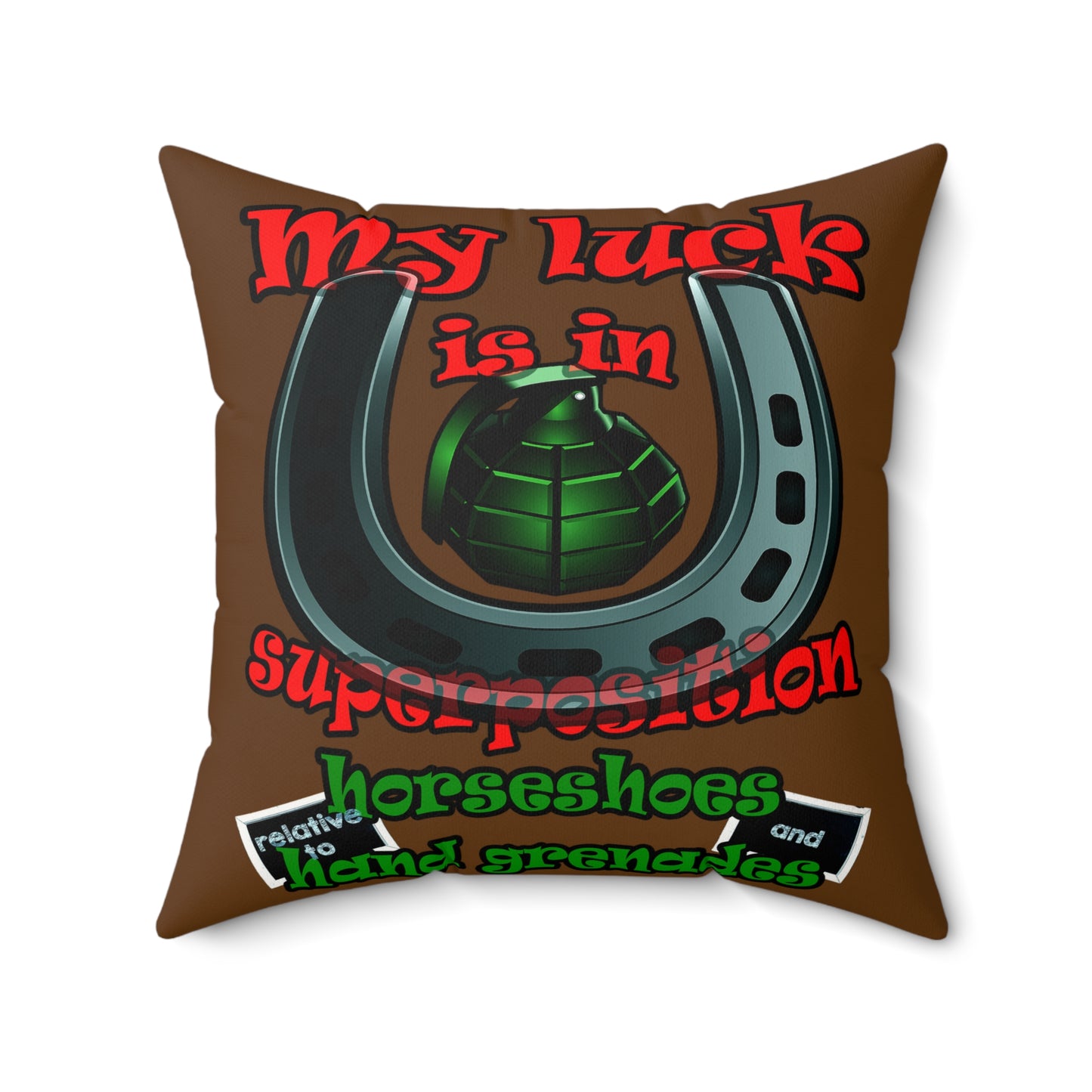 my luck - Faux Suede Square Pillow - (brown)