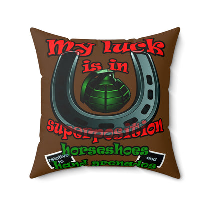 my luck - Faux Suede Square Pillow - (brown)