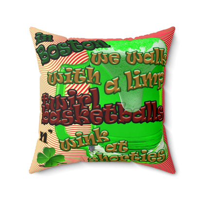 celtics logo - Spun Polyester Square Pillow - (yellow-orange wave)