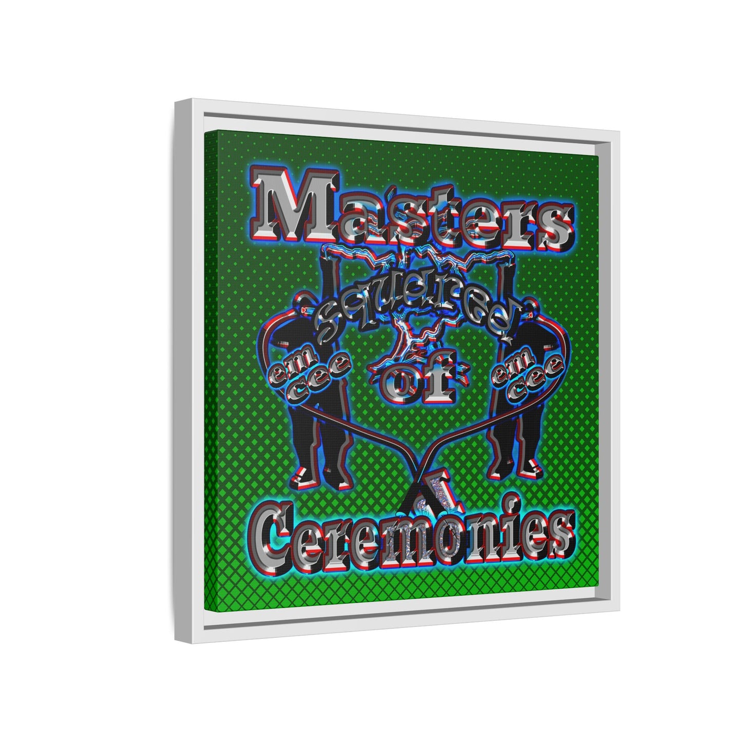 em cee squared - framed canvas art (logo green)
