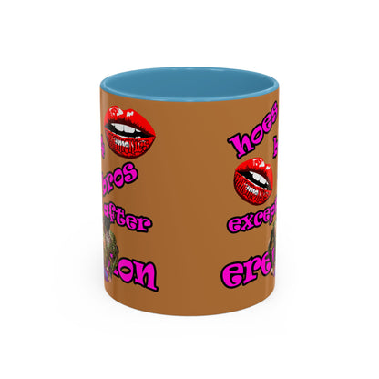hoes b4 bros - Accent Mug (light brown)