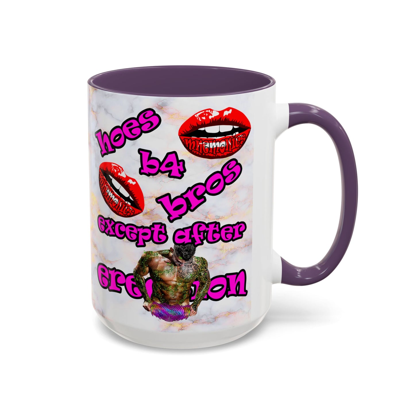 hoes b4 bros - Accent Mug (white marble)