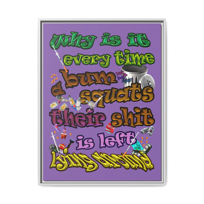 the bum's shit - framed canvas art (light purple)