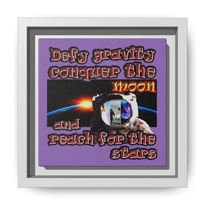 defy conquer reach - framed canvas art (light purple)