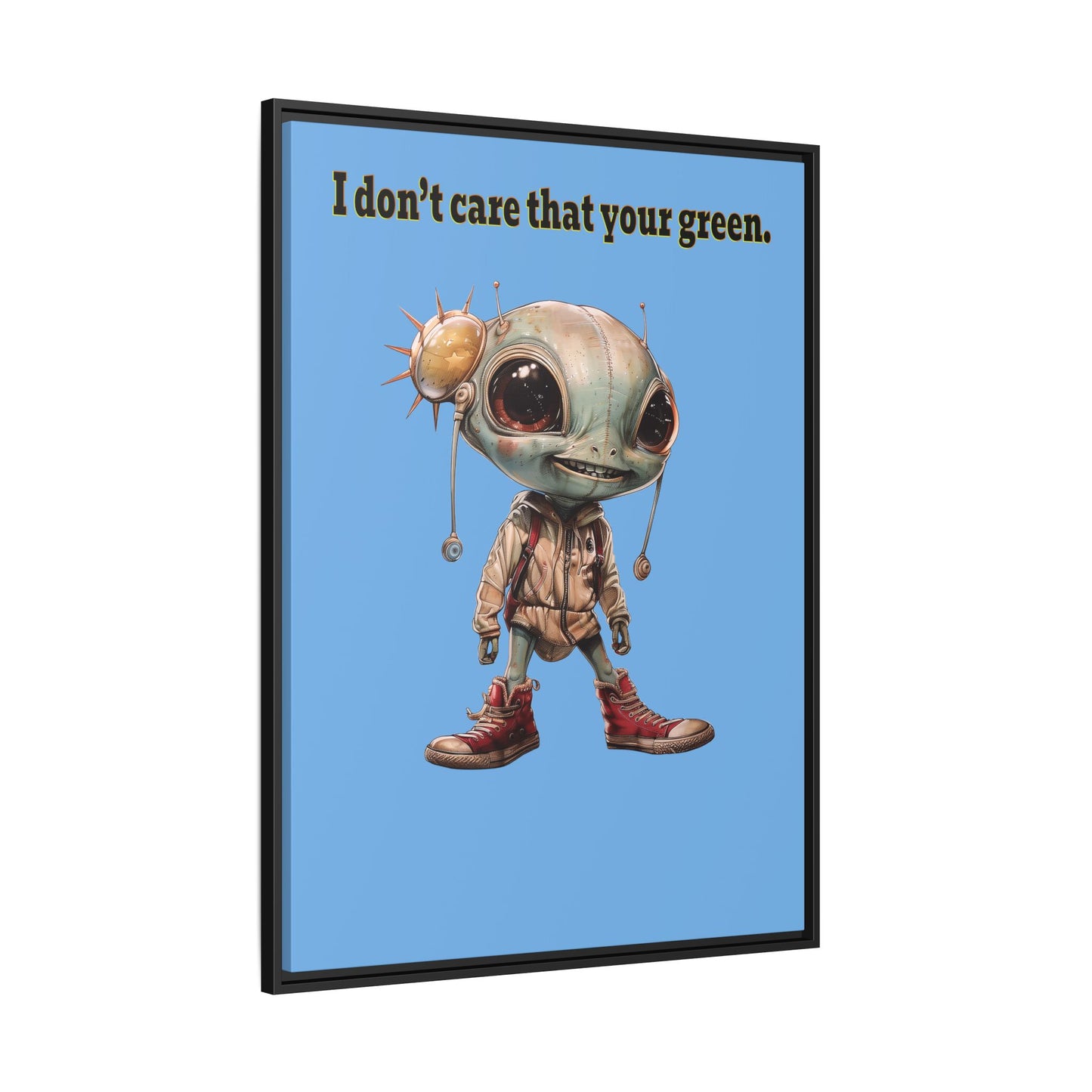 I don't care that your green - framed canvas art (light blue)